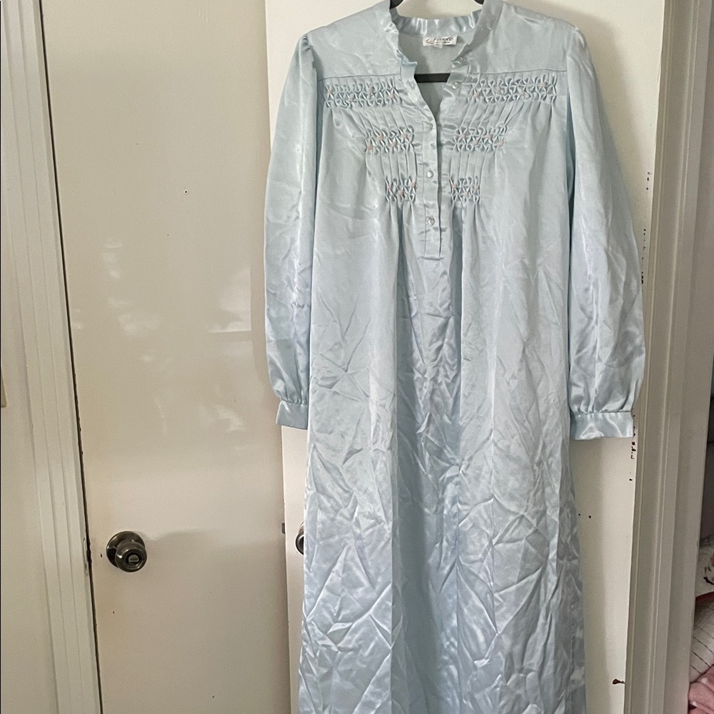 Nicole Soft Blue Satin Nightgown